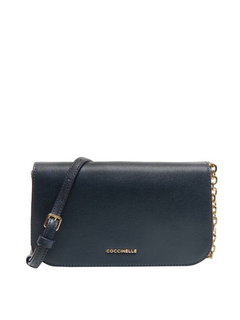 COCCINELLE CLOUD TEXTURED Borsa mini in pelle tracolla catena midnight blue - Borse Donna