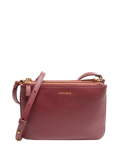 COCCINELLE TRINITY Borsa tracolla in pelle 3 scomparti garnet red - Borse Donna