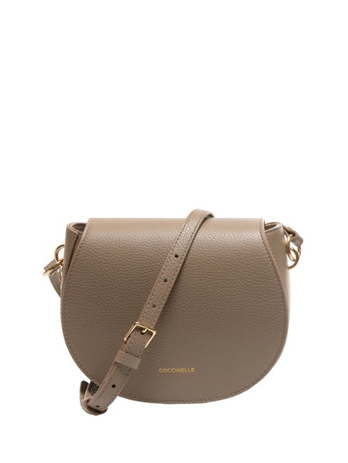 COCCINELLE ALPHA Borsa in pelle a tracolla con flap warm taupe - Borse Donna