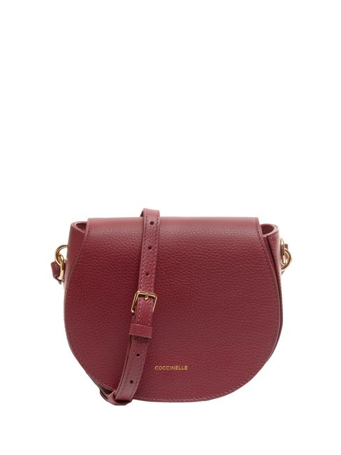 COCCINELLE ALPHA Borsa in pelle a tracolla con flap garnet red - Borse Donna