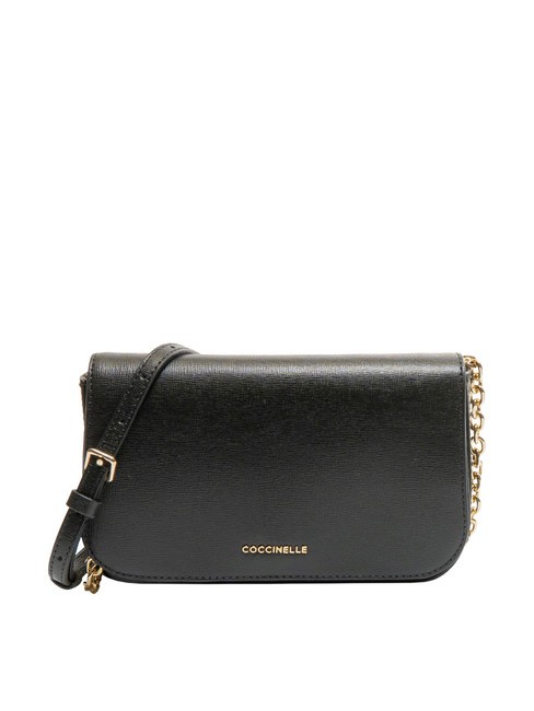 COCCINELLE CLOUD TEXTURED Borsa mini in pelle tracolla catena Nero - Borse Donna