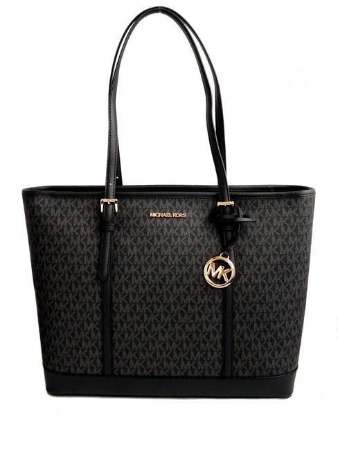 MICHAEL KORS JET SET TRAVEL Monogram Shopper a spalla black - Borse Donna