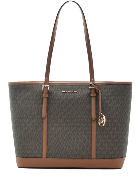 MICHAEL KORS JET SET TRAVEL Monogram Shopper a spalla brown - Borse Donna