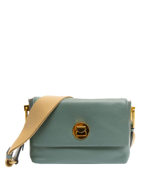 COCCINELLE LIYA Borsa a tracolla pelle martellata kale green/coff - Borse Donna