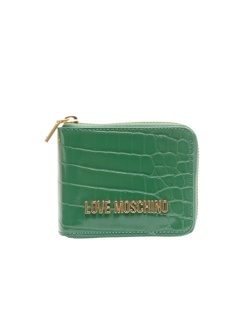 LOVE MOSCHINO SHINY CROCO Portafoglio zip around piccolo verde - Portafogli Donna