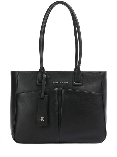 PIQUADRO ASHLEY Borsa porta PC 14", in pelle Nero - Cartelle Lavoro