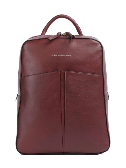 PIQUADRO ASHLEY Zaino porta PC 14" in pelle bordeaux - Zaini da lavoro porta PC