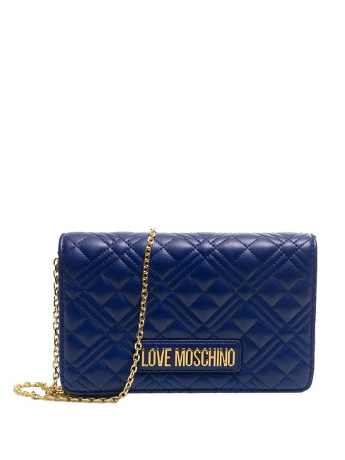 LOVE MOSCHINO QUILTED Pochette trapuntata tracola metallo blu - Borse Donna