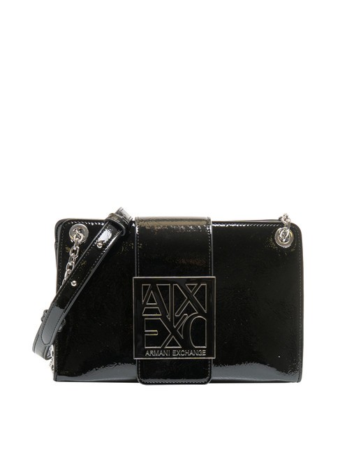 ARMANI EXCHANGE BUCKLE LOGO Borsa piccola lucida a tracolla Nero - Borse Donna