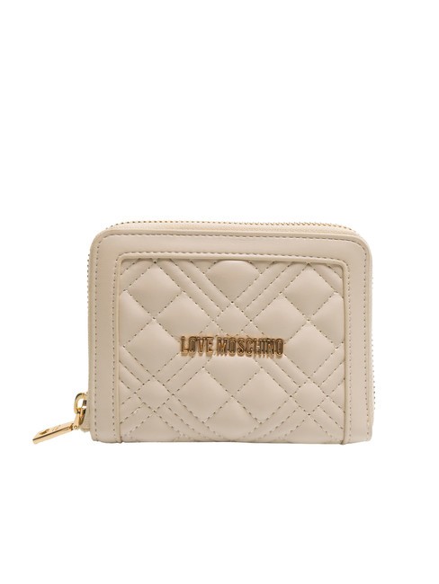 LOVE MOSCHINO QUILTED M Portafoglio zip around medio avorio - Portafogli Donna