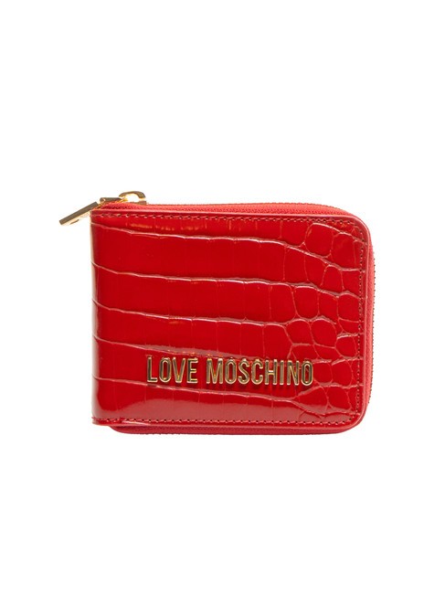 LOVE MOSCHINO SHINY CROCO Portafoglio zip around piccolo ROSSO - Portafogli Donna