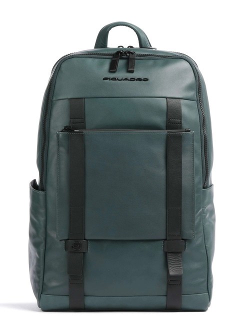 PIQUADRO DAVID Zaino in pelle porta pc 14" VERDE - Zaini da lavoro porta PC