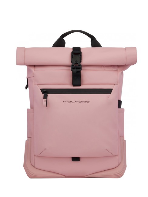 PIQUADRO CORNER SPECIALE GOMMATO Zaino roll-top porta pc 15.6" ROSA - Zaini da lavoro porta PC