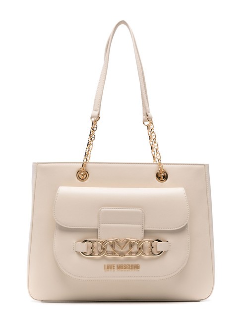 LOVE MOSCHINO HEART CHAIN Borsa shopper a spalla avorio - Borse Donna