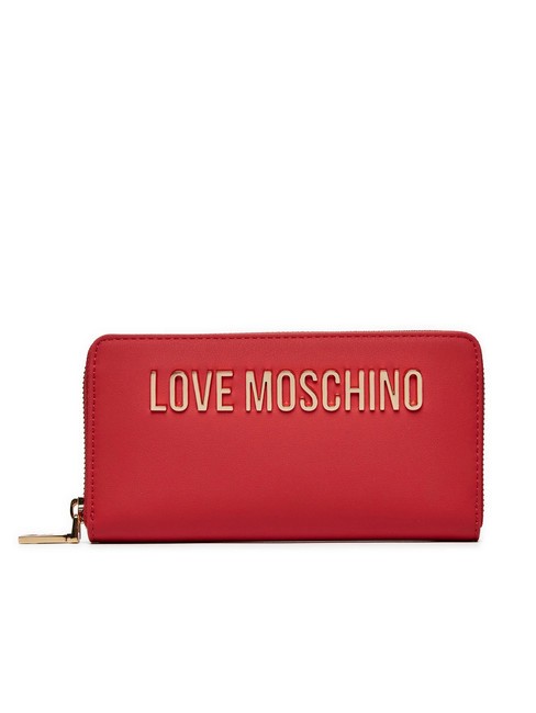 LOVE MOSCHINO METALLIC LOGO Portafoglio grande zip around ROSSO - Portafogli Donna