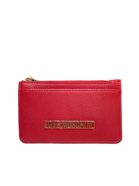 LOVE MOSCHINO METALLIC LOGO Portafoglio piatto con zip ROSSO - Portafogli Donna