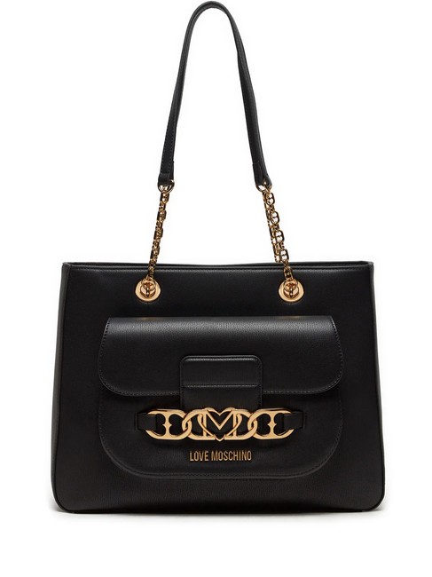 LOVE MOSCHINO HEART CHAIN Borsa shopper a spalla Nero - Borse Donna