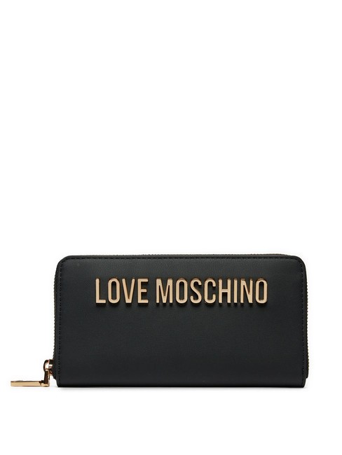 LOVE MOSCHINO METALLIC LOGO Portafoglio grande zip around Nero - Portafogli Donna