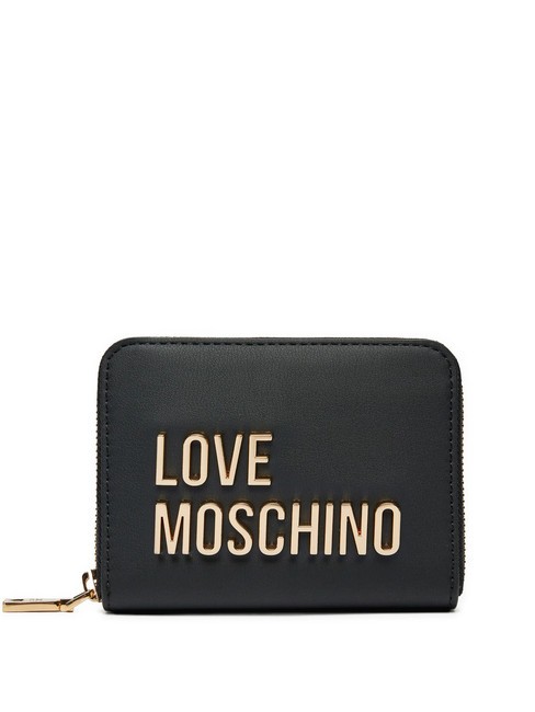 LOVE MOSCHINO METALLIC LOGO Portafoglio medio zip around Nero - Portafogli Donna