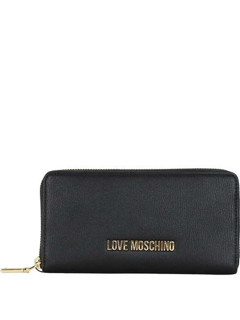 LOVE MOSCHINO LOGO LETTERING Portafoglio zip around Nero - Portafogli Donna