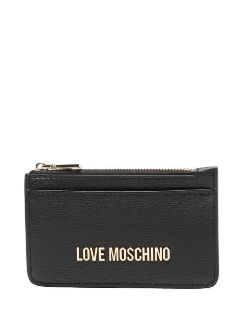 LOVE MOSCHINO METALLIC LOGO Portafoglio piatto con zip Nero - Portafogli Donna