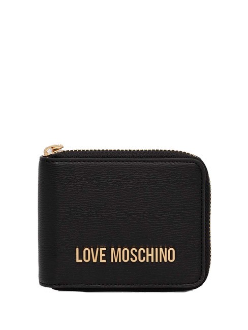 LOVE MOSCHINO LOGO LETTERING Portafoglio zip around medio Nero - Portafogli Donna