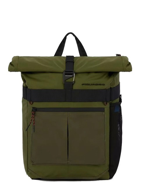 PIQUADRO ARNE Zaino roll-top porta pc 15.6" VERDE - Zaini da lavoro porta PC