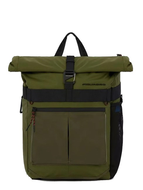 PIQUADRO ARNE Zaino roll-top porta pc 15.6" VERDE - Zaini da lavoro porta PC