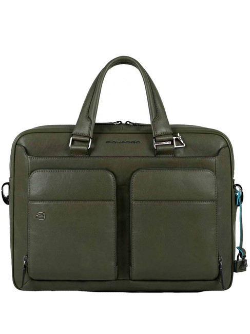 PIQUADRO BLACK SQUARE Cartella in pelle, porta PC 15" VERDE - Cartelle Lavoro