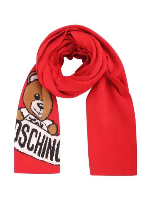 MOSCHINO TEDDY LOGO Sciarpa in misto lana rosso - Sciarpe