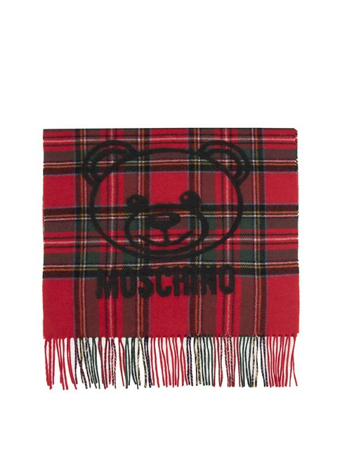 MOSCHINO TARTAN Sciarpa in lana con frange rosso - Sciarpe