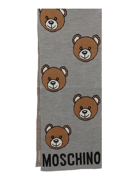 MOSCHINO TEDDY ALL OVER Sciarpa in misto lana grigio chiaro - Sciarpe