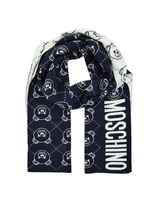 MOSCHINO TEDDY ROMBI Sciarpa misto lana blu - Sciarpe