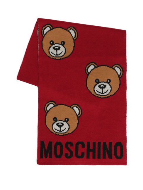 MOSCHINO TEDDY ALL OVER Sciarpa in misto lana rosso - Sciarpe