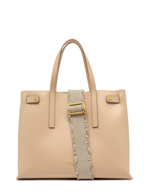 GIANNI CHIARINI ALTEA Borsa shopping in pelle con tracolla cream - Borse Donna