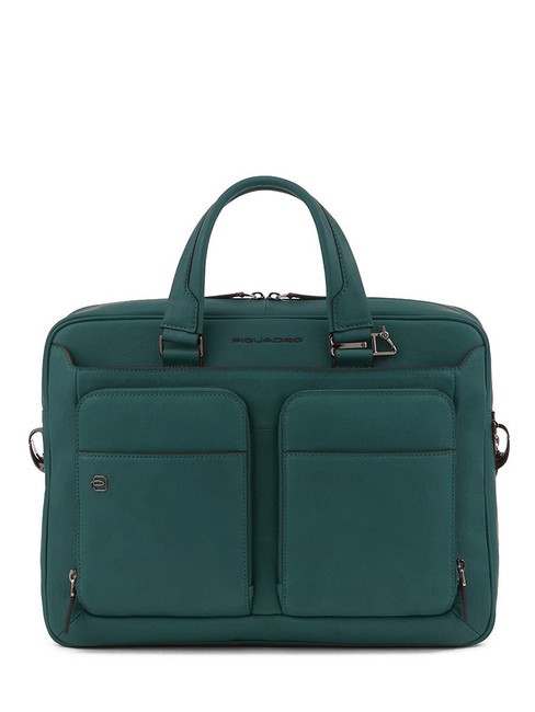 PIQUADRO BLACK SQUARE Cartella in pelle, porta PC 15" VERDE - Cartelle Lavoro