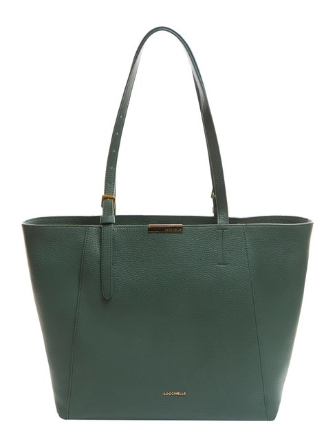 COCCINELLE CHER Borsa shopping in pelle martellata kale green - Borse Donna