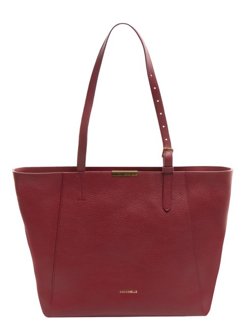 COCCINELLE CHER Borsa shopping in pelle martellata garnet red - Borse Donna