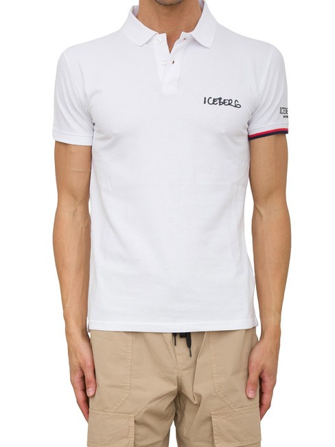 ICEBERG NEW BASIC LOGO Polo in cotone stretch white - Polo Uomo