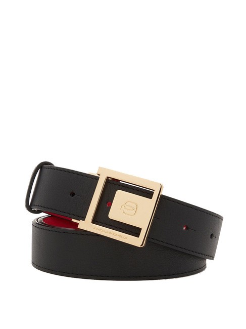 PIQUADRO CIRCLE  Cintura reversibile in pelle nero rosso - Cinture