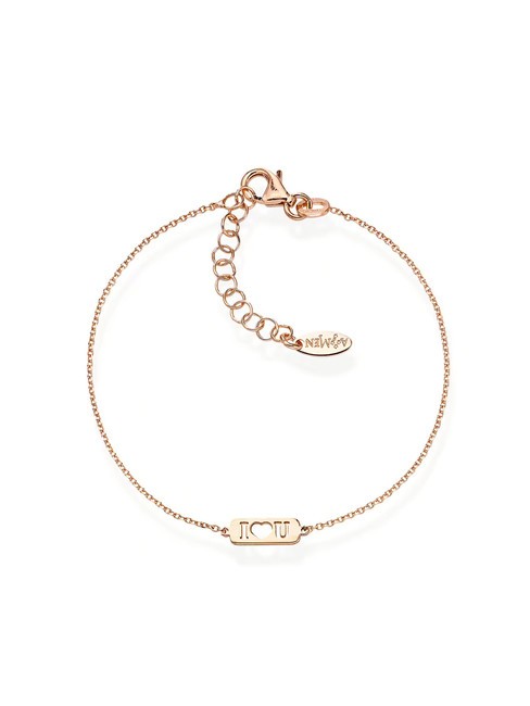 AMEN AMORE Bracciale targhetta I <3 U rose - Bracciali Donna