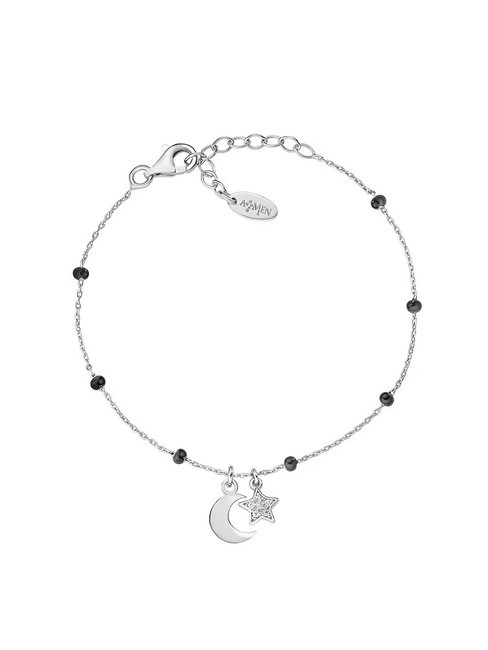 AMEN CANDY CHARM Bracciale in argento stella luna rodio - Bracciali Donna