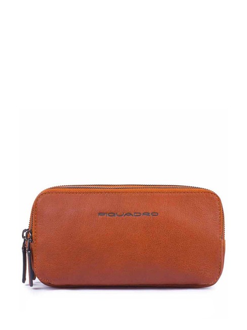 PIQUADRO BLACK SQUARE Astuccio in pelle a tre zip ARANCIO - Beauty Case