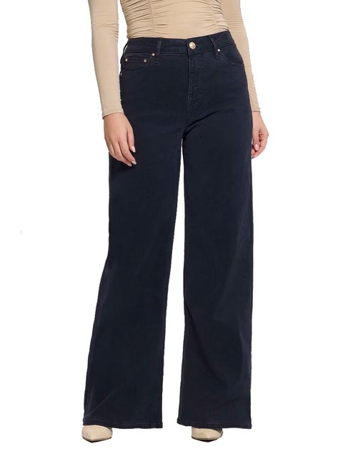 GUESS BELLFLOWER Pantaloni in velluto suiting blue - Pantaloni Donna