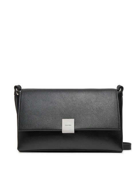 CALVIN KLEIN CK PLAQUE Borsa media a spalla pvh black - Borse Donna