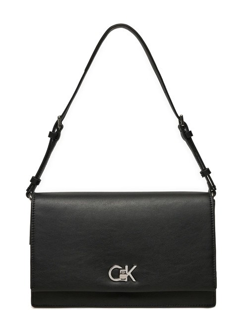 CALVIN KLEIN CK ELONGATED Borsa a spalla con patta pvh black - Borse Donna