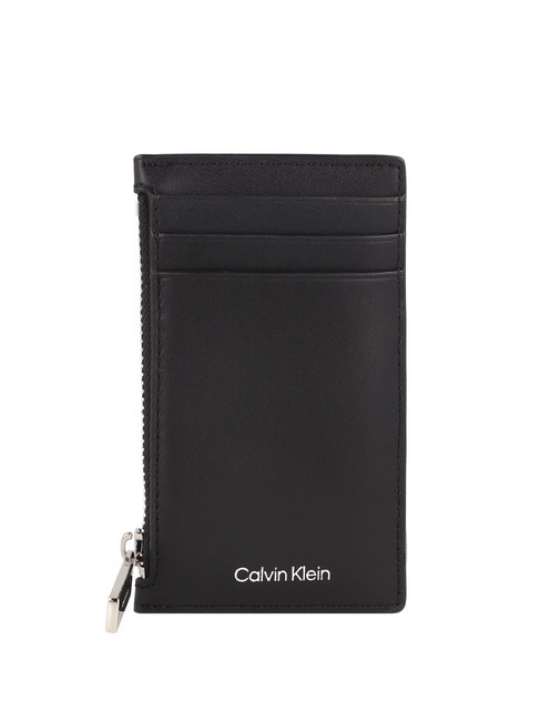 CALVIN KLEIN CK SLEEK Porta carte in pelle 6 cc pvh black - Portafogli Uomo