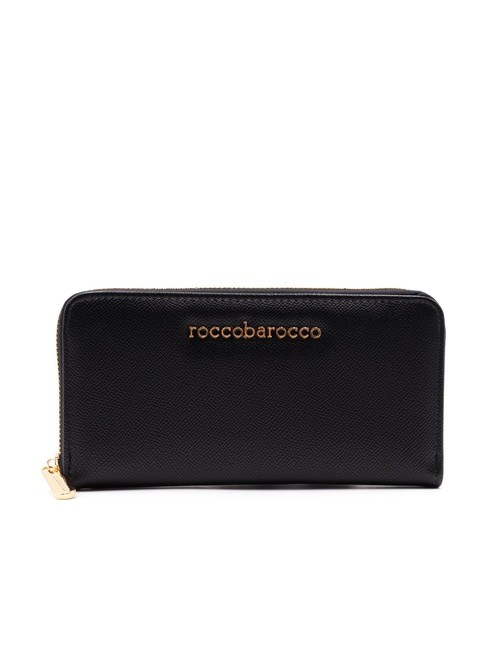 ROCCOBAROCCO LOGO METALLICO Portafoglio grande zip around nero - Portafogli Donna