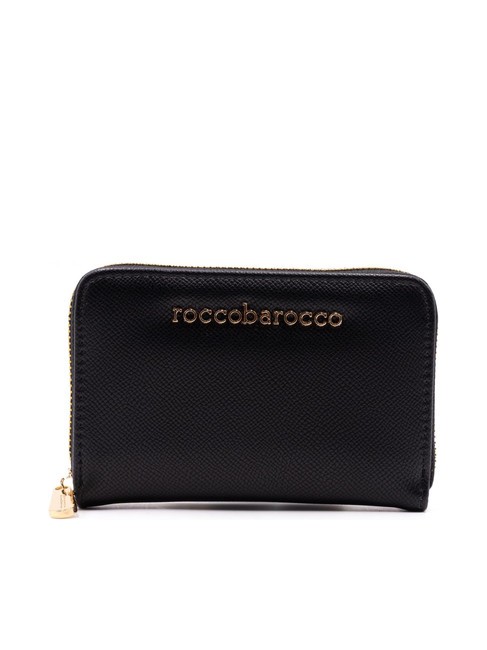 ROCCOBAROCCO LOGO METALLICO Portafoglio medio zip around nero - Portafogli Donna