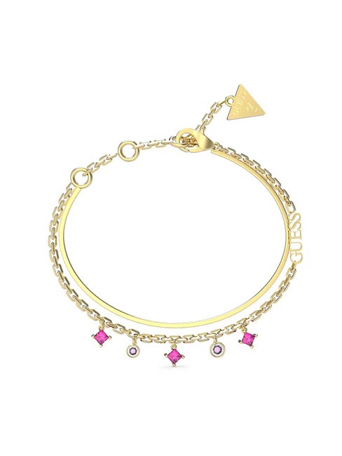 GUESS PERFECT LIAISON Bracciale doppio con ciondoli yellow gold/fuchsia - Bracciali Donna